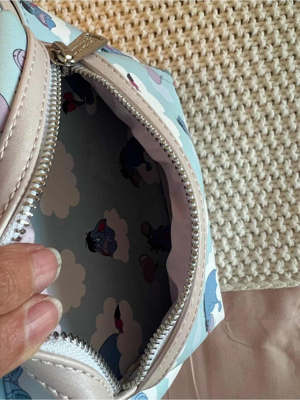 Disney Loungefly Eeyore Sky Blue Mini Backpack with Pink Accents